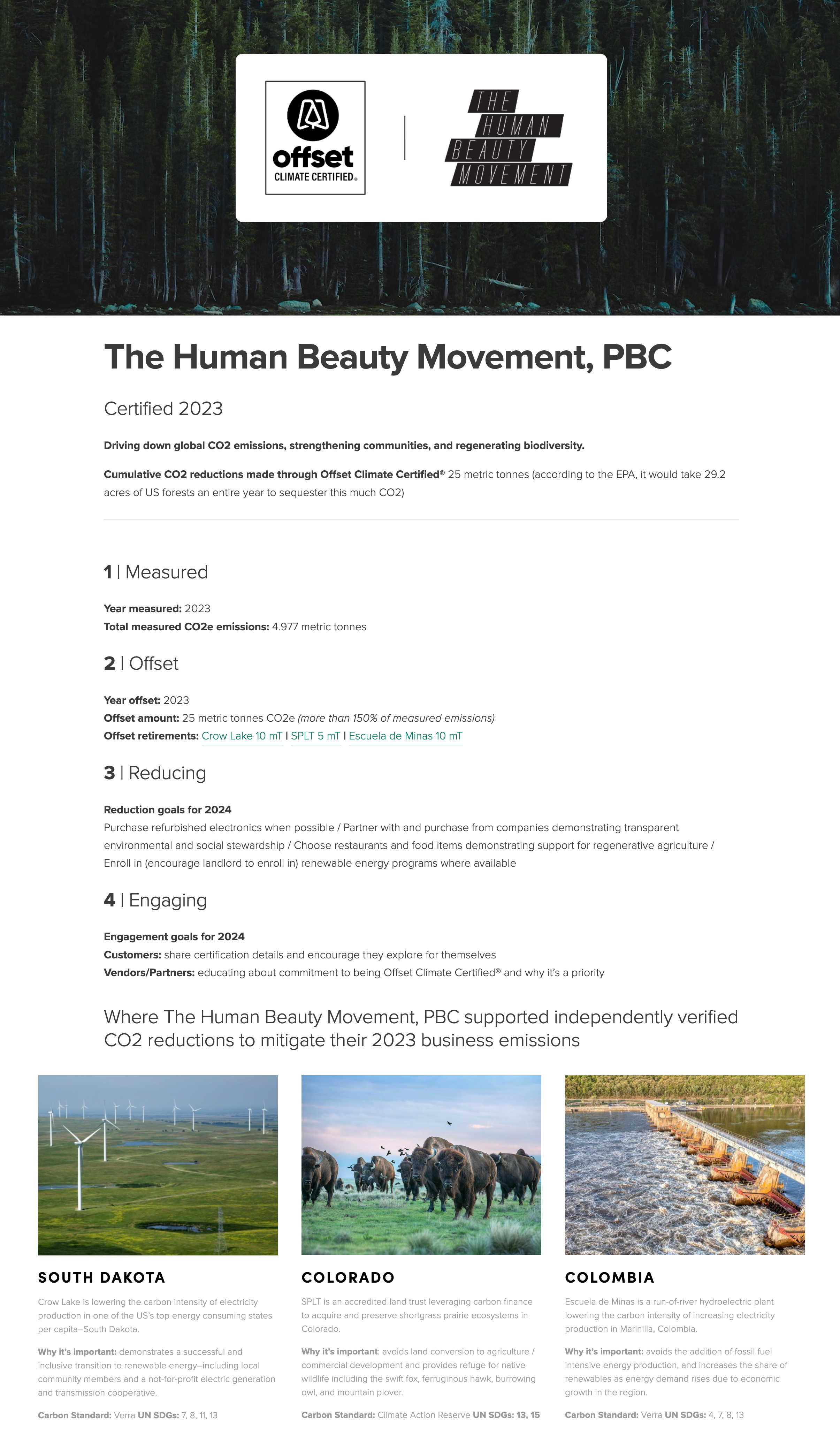 The Human Beauty Movement Offset Alliance Climate Neutral Certification
